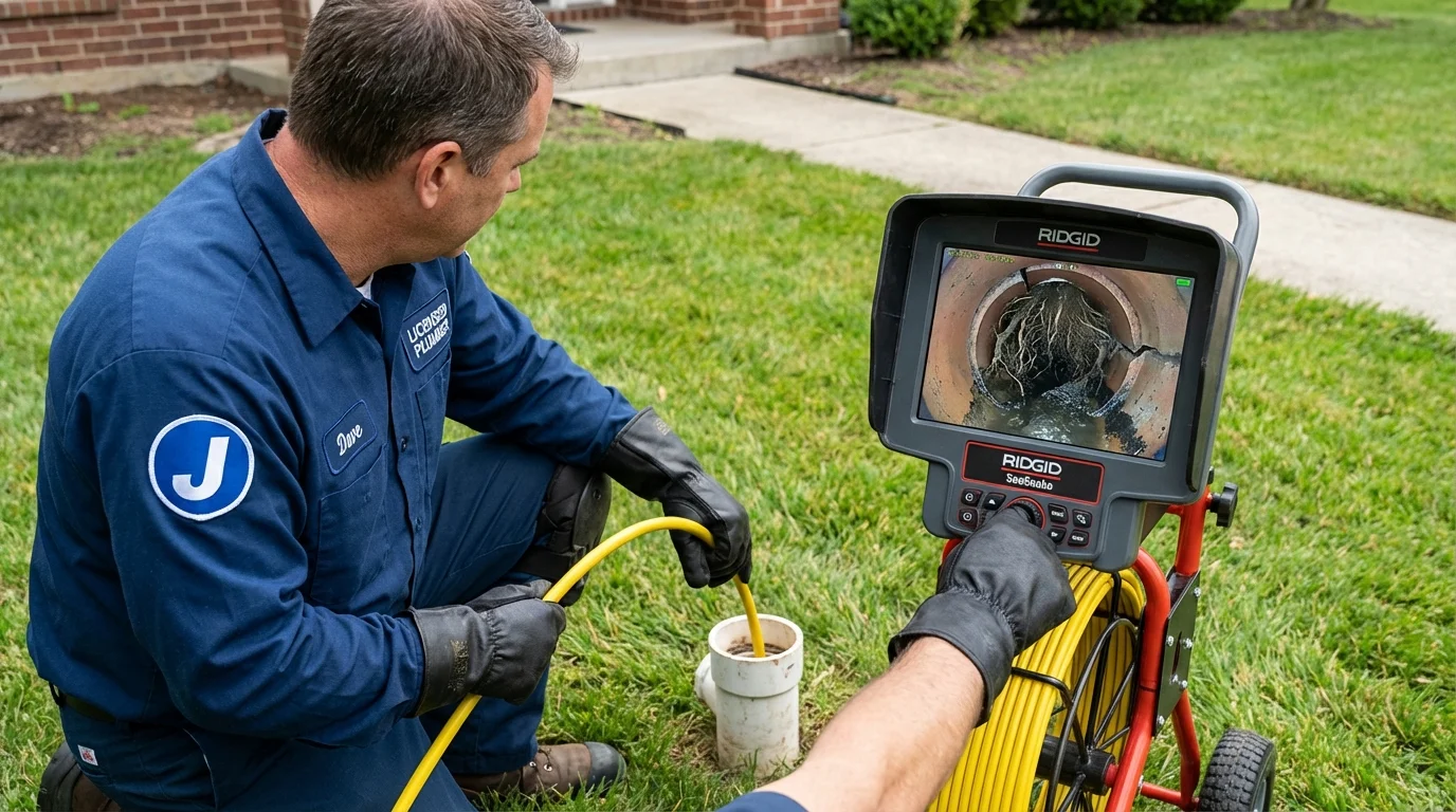 Sewer camera inspection being performed by Johns Plumbing LLC in Shawsville